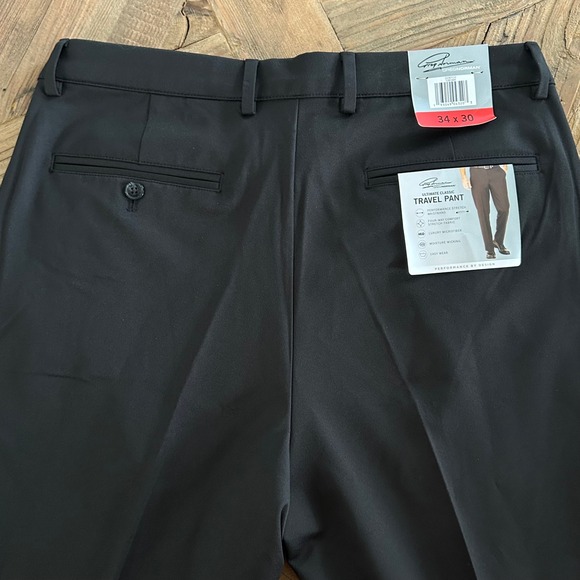 Greg Norman Mens Ultimate Classic Travel Pant Black 34x30 Stretch Golf NWT - Picture 3 of 13